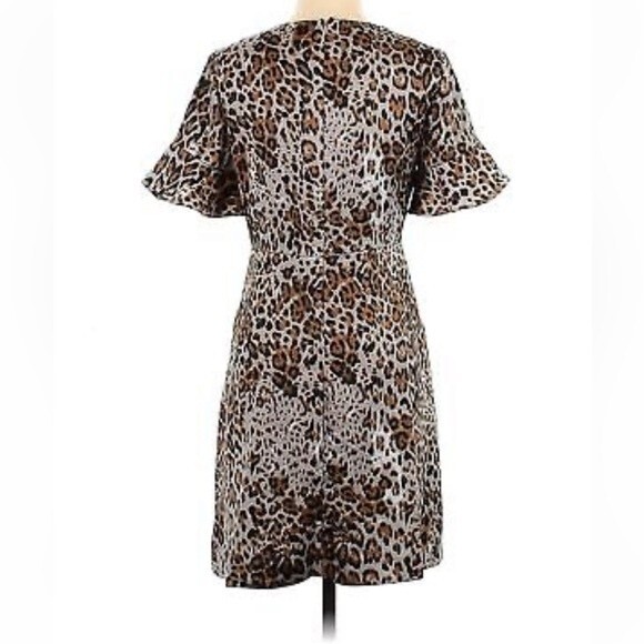 NWT Banana Republic Leopard Print Flutter Sleeve Fit & Flare Dress Women's Sz. 4 - Picture 12 of 12